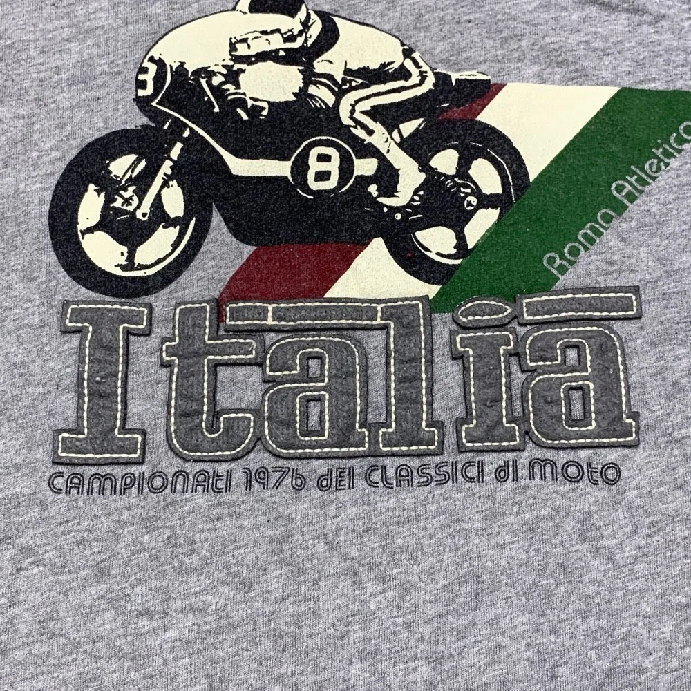 VTG Roma Atletica T Shirt Mens Large Gray Cotton Italia Patchwork Graphic